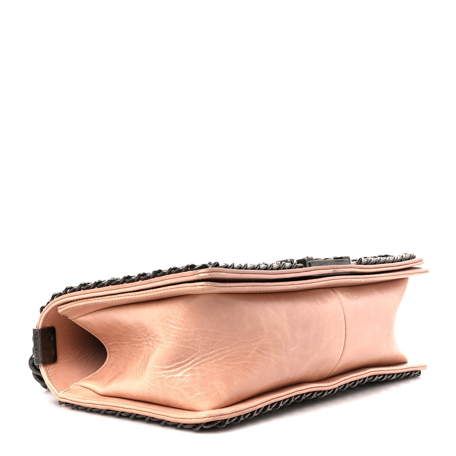 Chanel Glazed Calfskin Quilted Medium Boy Chained Flap Beige 4 of 12