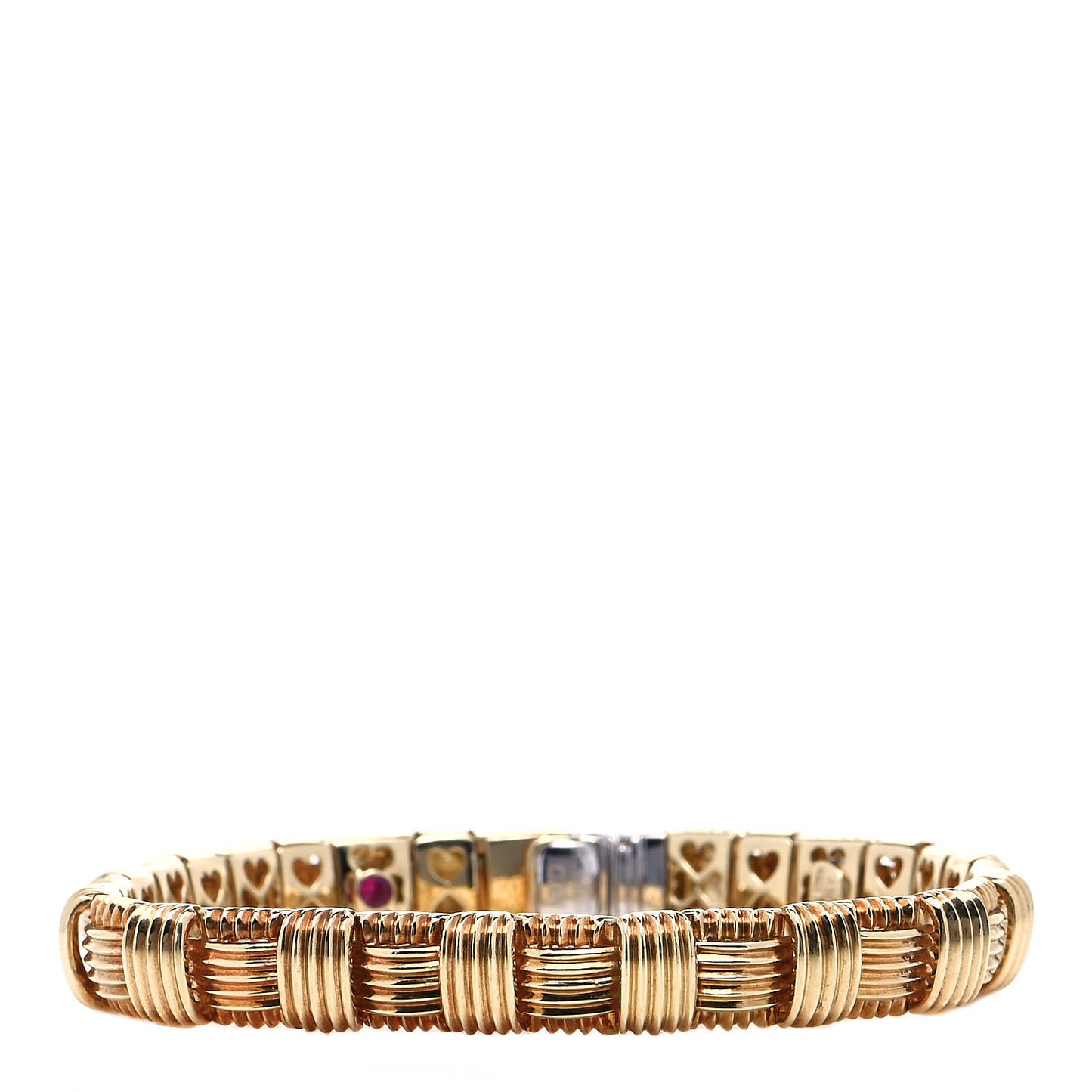 18K Yellow White Gold Diamond Appassionata Basket Weave Bracelet