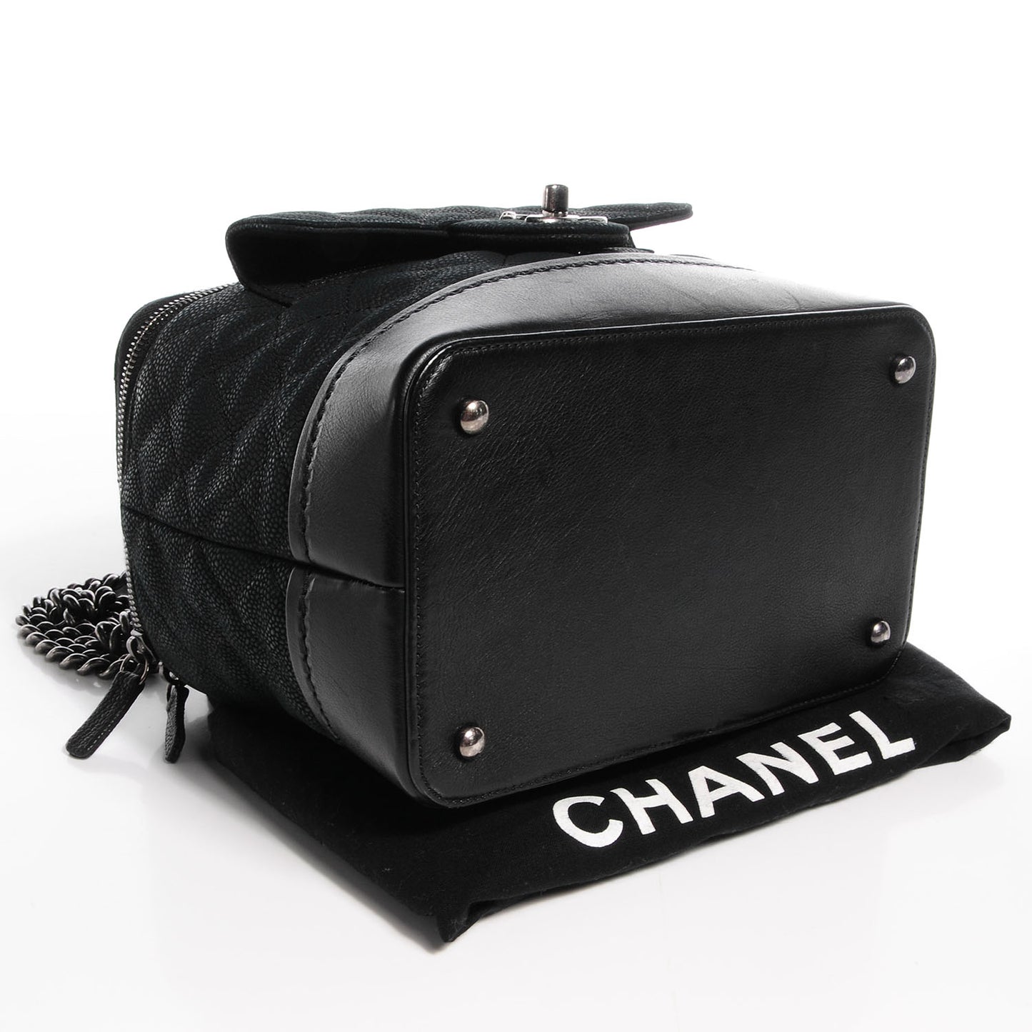 Iridescent Grained Calfskin Globe Trotter Vanity Case Black
