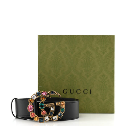 Gucci Calfskin Crystal Double G 40mm Belt 70 28 Black Multicolor 6 of 6