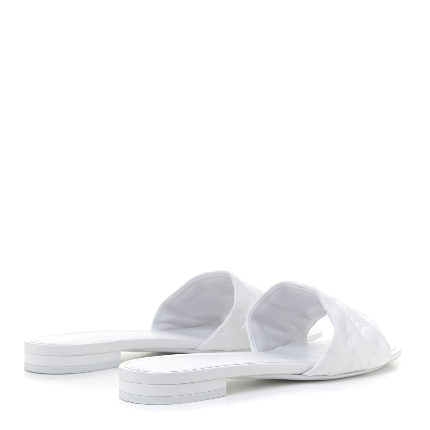 Lambskin Embossed Monogram Revival Flat Mules 40 White