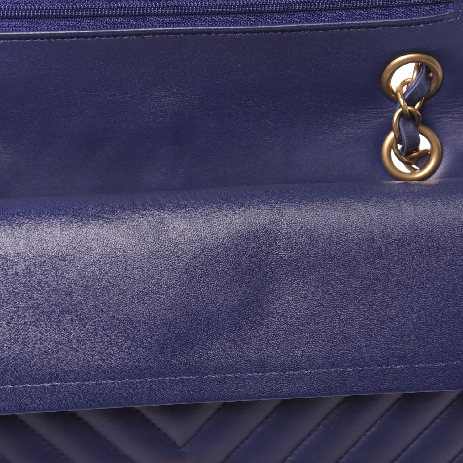 Chanel Lambskin Chevron Quilted Medium Double Flap Blue 10 of 12