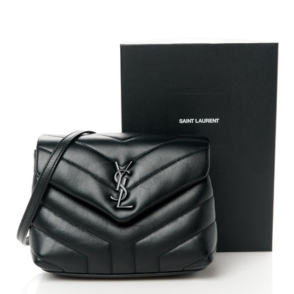 Saint Laurent Calfskin Y Quilted Monogram Monochrome Toy Loulou Crossbody Bag Black 12 of 12