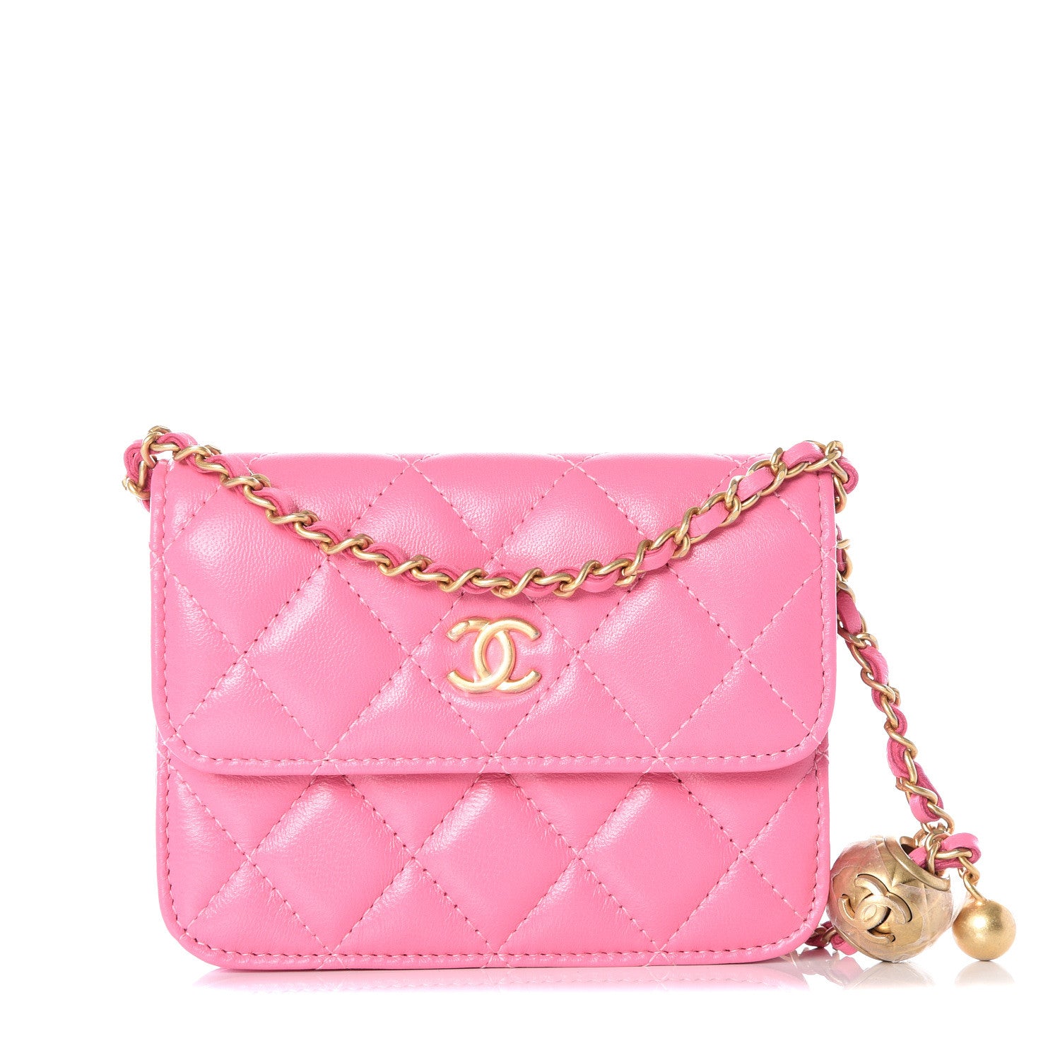 Chanel Lambskin Quilted Pearl Crush Clutch With Chain Pink 1 of 12
