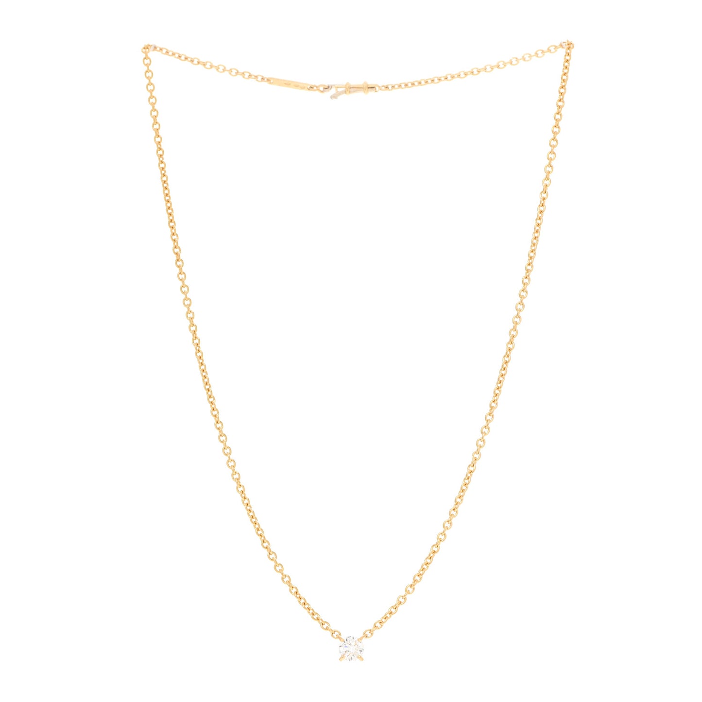 18K Yellow Gold Diamond .68ct Solitaire 1895 Pendant Necklace