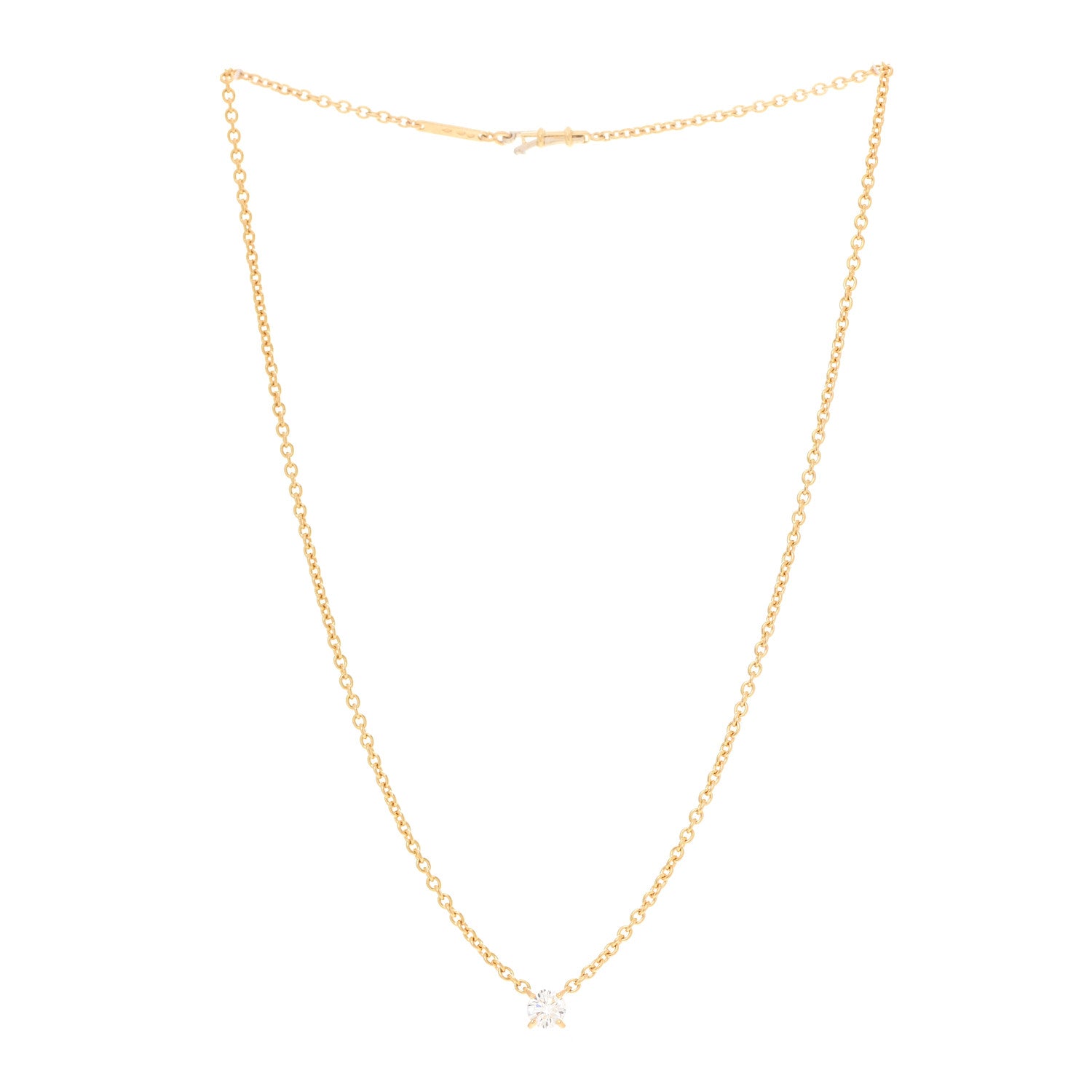Cartier 18K Yellow Gold Diamond .68ct Solitaire 1895 Pendant Necklace 3 of 5