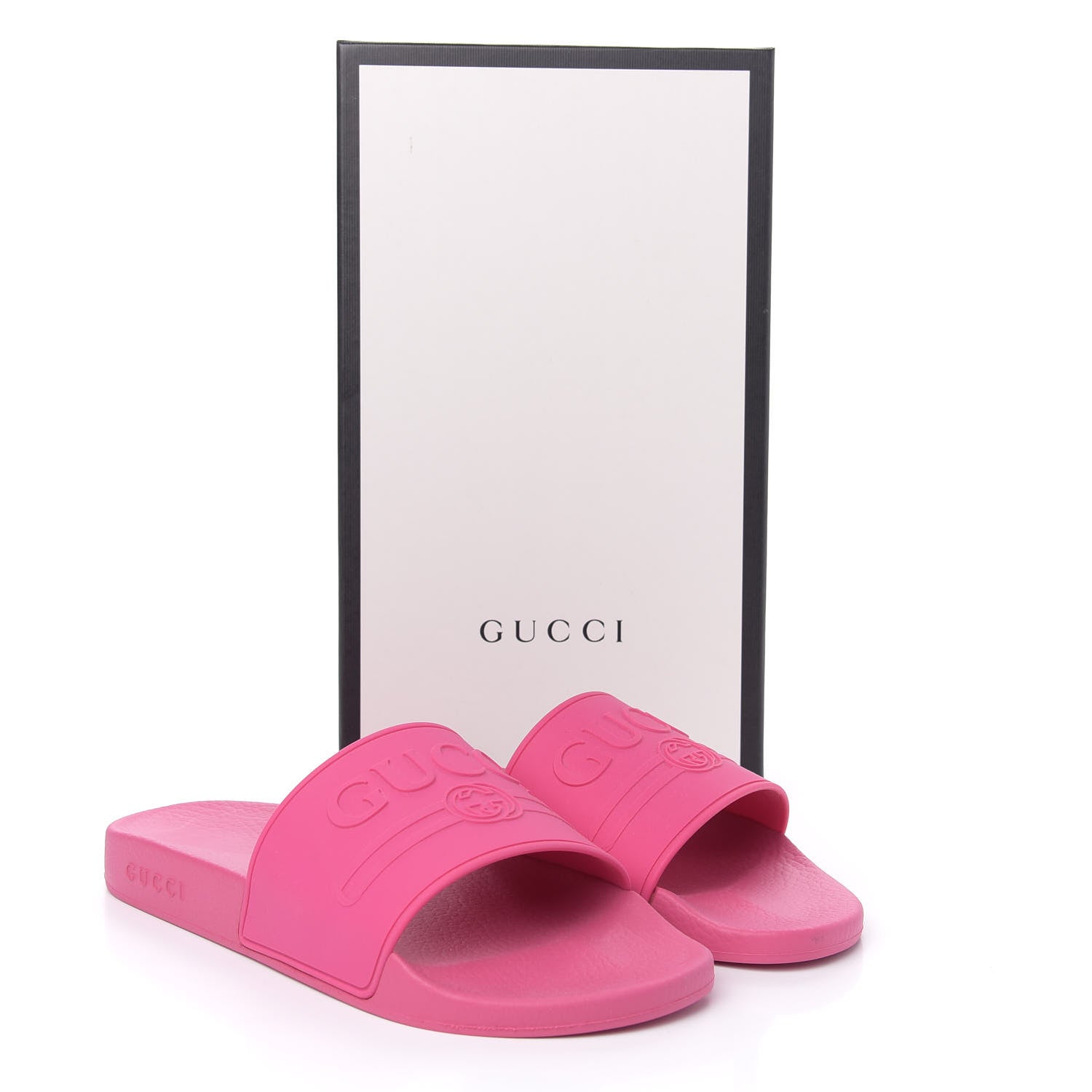 Gucci Rubber Logo Stamped Mens Slide Sandals 11 Fuchsia 8 of 8