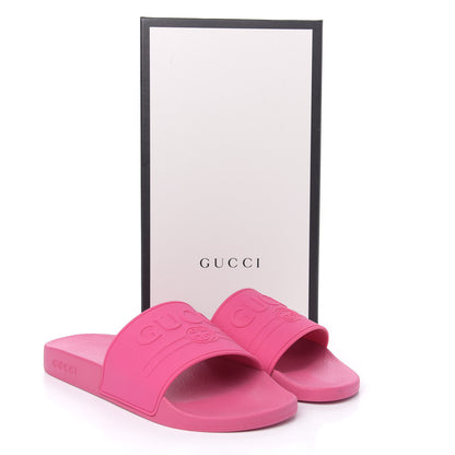 Gucci Rubber Logo Stamped Mens Slide Sandals 11 Fuchsia 8 of 8