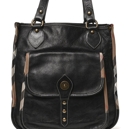 Burberry Calfskin Nova Check Trim Shoulder Bag Black 9 of 14