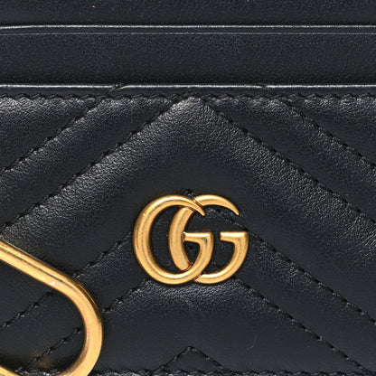 Gucci Calfskin Matelasse Chevron GG Marmont Key Case Card Holder Black 7 of 7