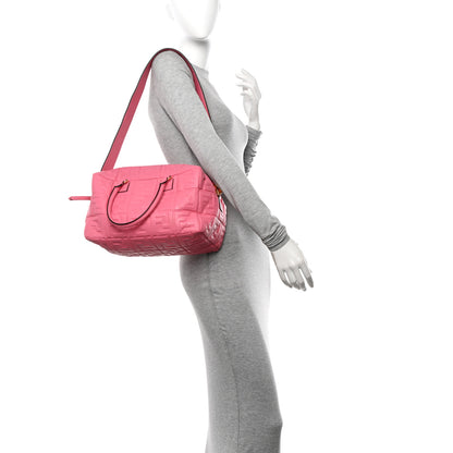 Fendi Nappa FF 1974 Embossed Small Boston Rosa Fluo 2 of 10