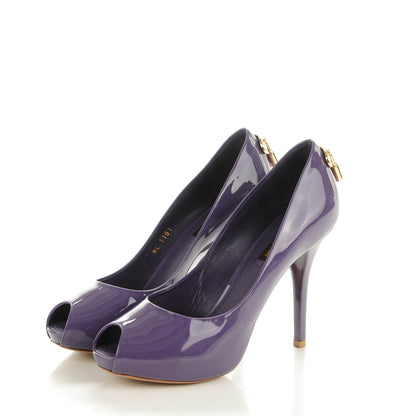 Louis Vuitton Patent Calfskin Oh Really Peep Toe Pumps 37 Violet 3 of 8