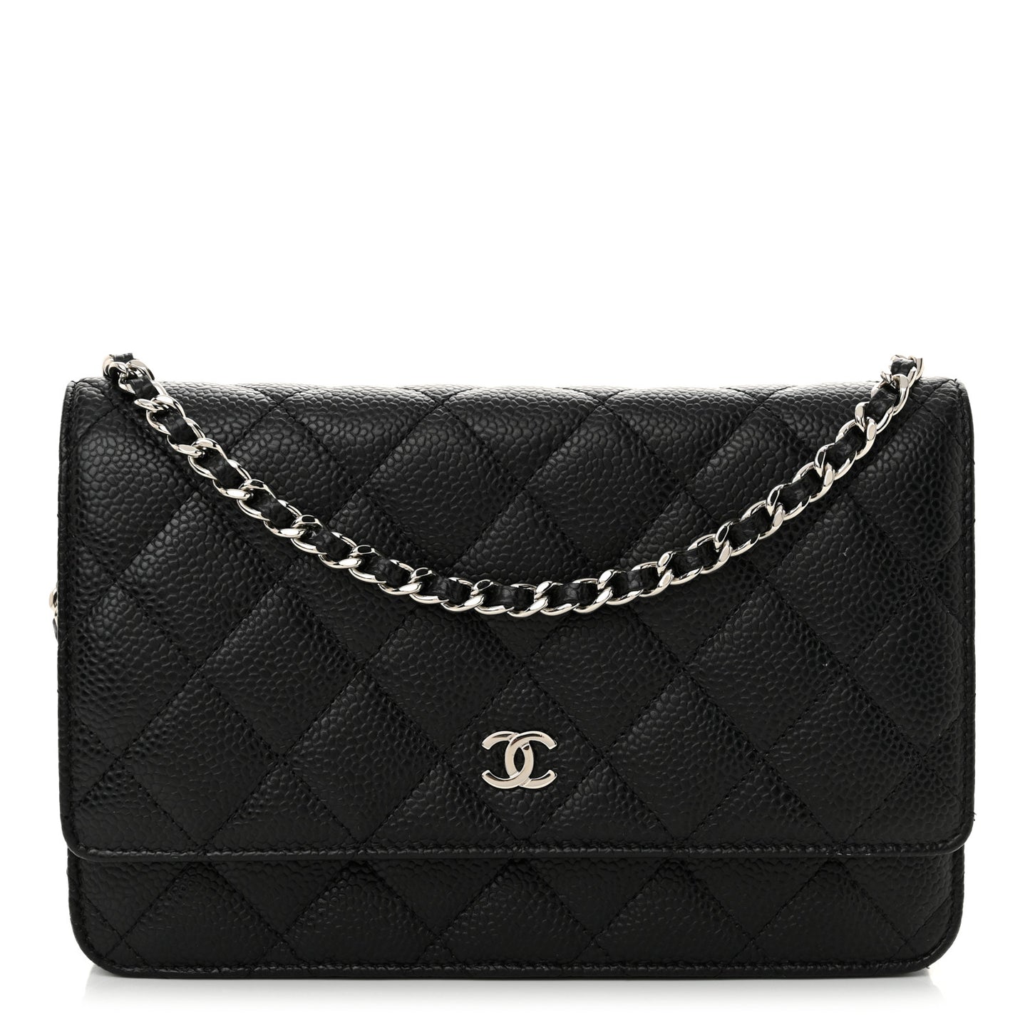Caviar Quilted Wallet on Chain WOC Black