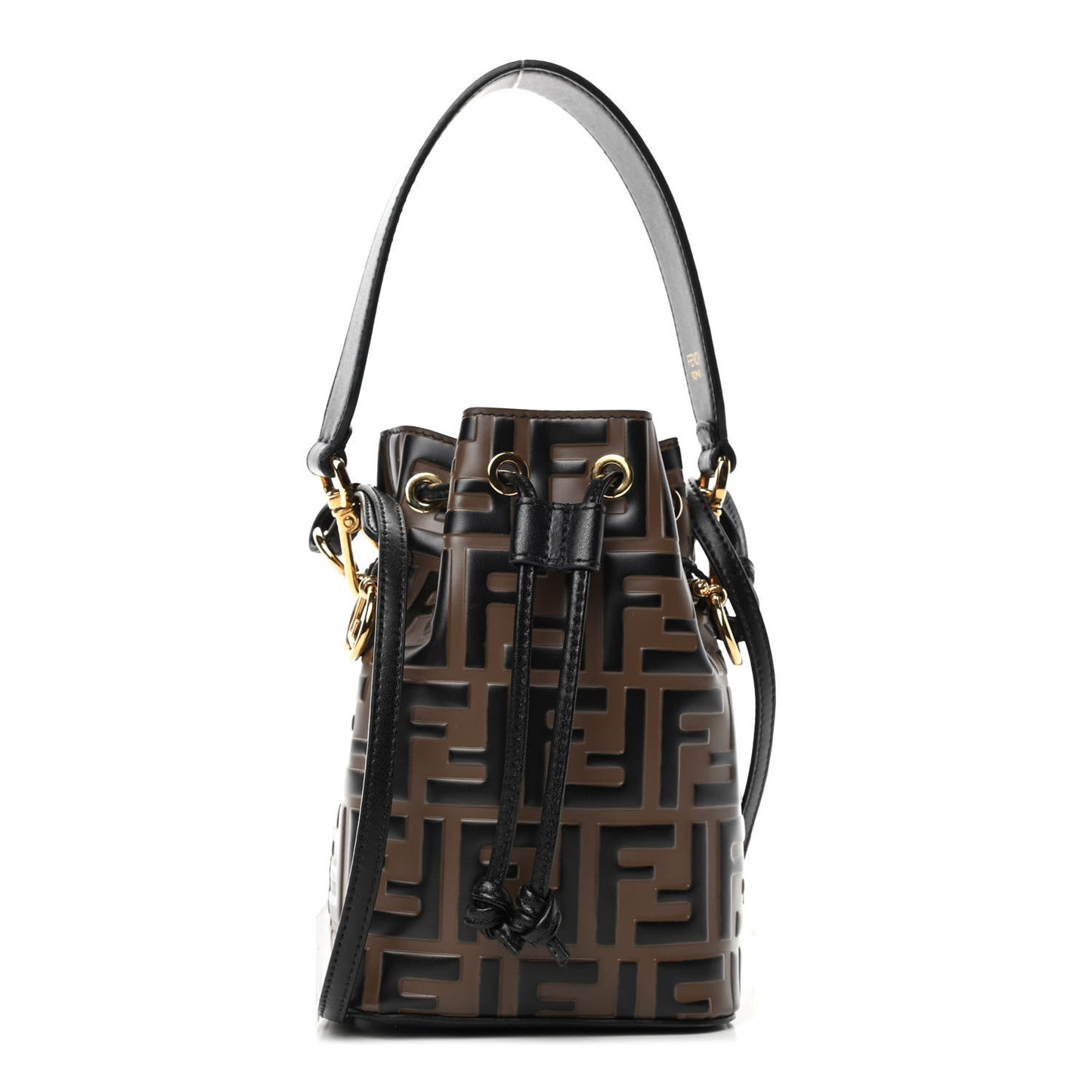Vitello Liberty F is Fendi Bi-Color FF 1974 Embossed Mini Mon Tresor Bucket Bag Maya Black