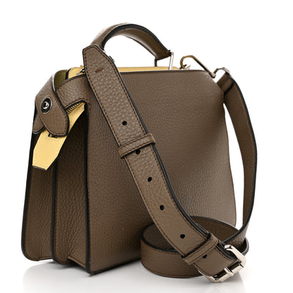 Fendi Cuoio Romano Vitello Cover Glazed Fabric Bi-Color FF 1974 Mini Peekaboo I SEE U Satchel Tartufo Banana Tobacco Moro 3 of 12