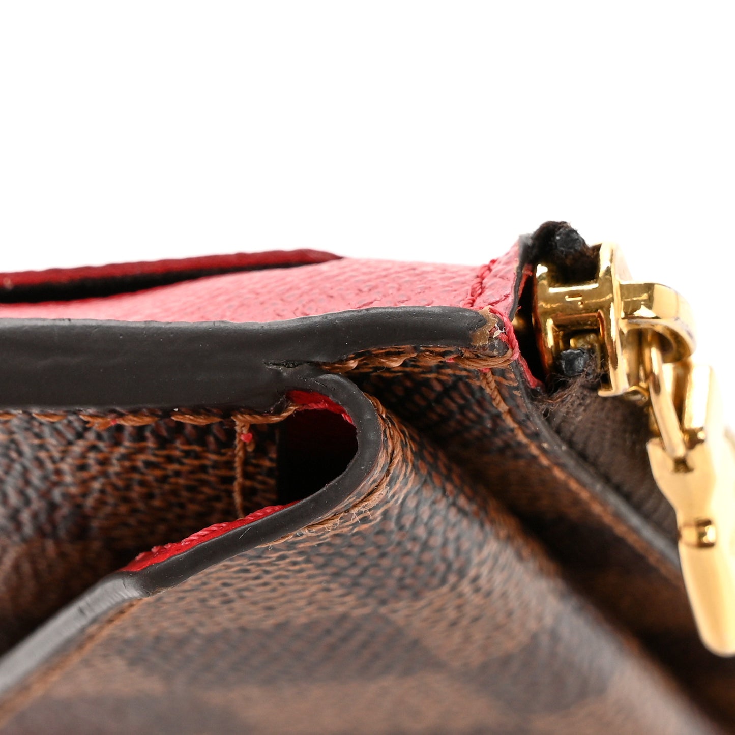 Damier Ebene Recto Verso Card Holder Red