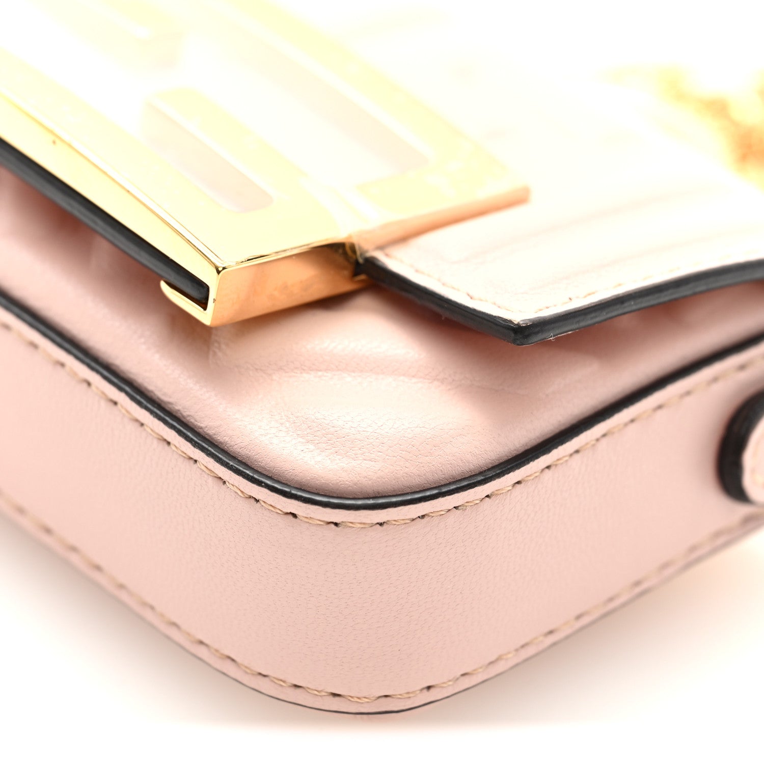 Fendi Nappa Matisse FF Embossed Nano Maxi Buckle Baguette Charm Rosa Quarzo 9 of 9