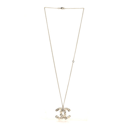 Chanel Crystal Pearl CC Pendant Necklace Gold 3 of 5