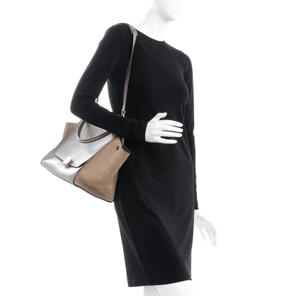 Celine Drummed Calfskin Suede Medium Trapeze Souris 2 of 10