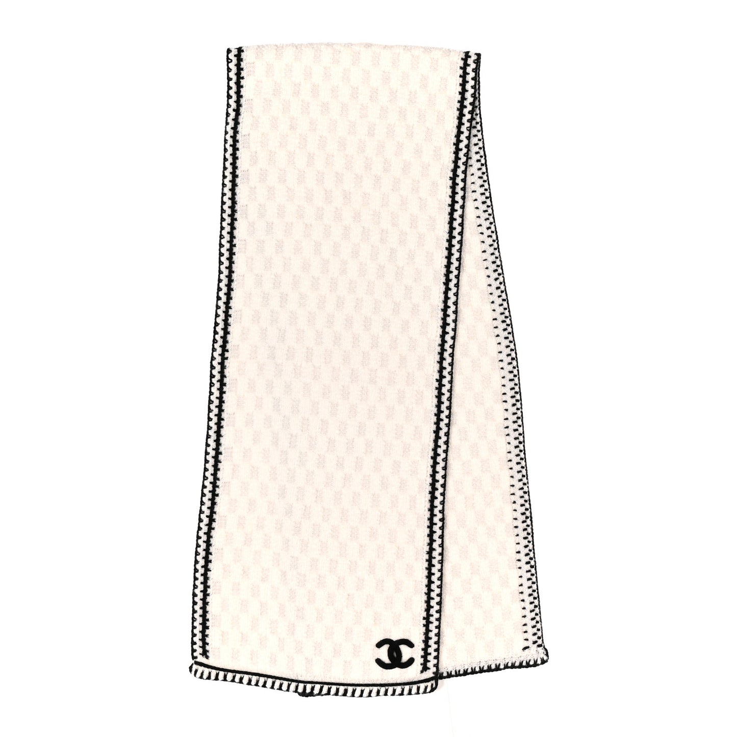 Cashmere Silk CC Knitted Scarf Black White