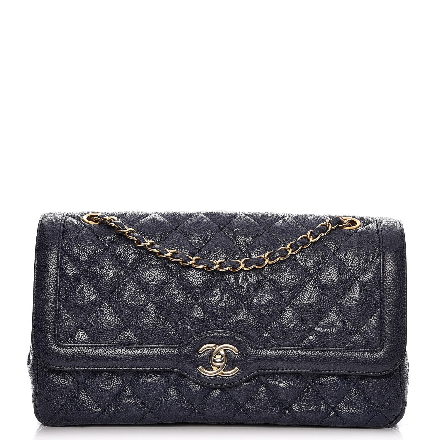 Chanel Crumpled Grained Calfskin Flap Navy Blue 1 of 13