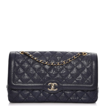 Chanel Crumpled Grained Calfskin Flap Navy Blue 1 of 13