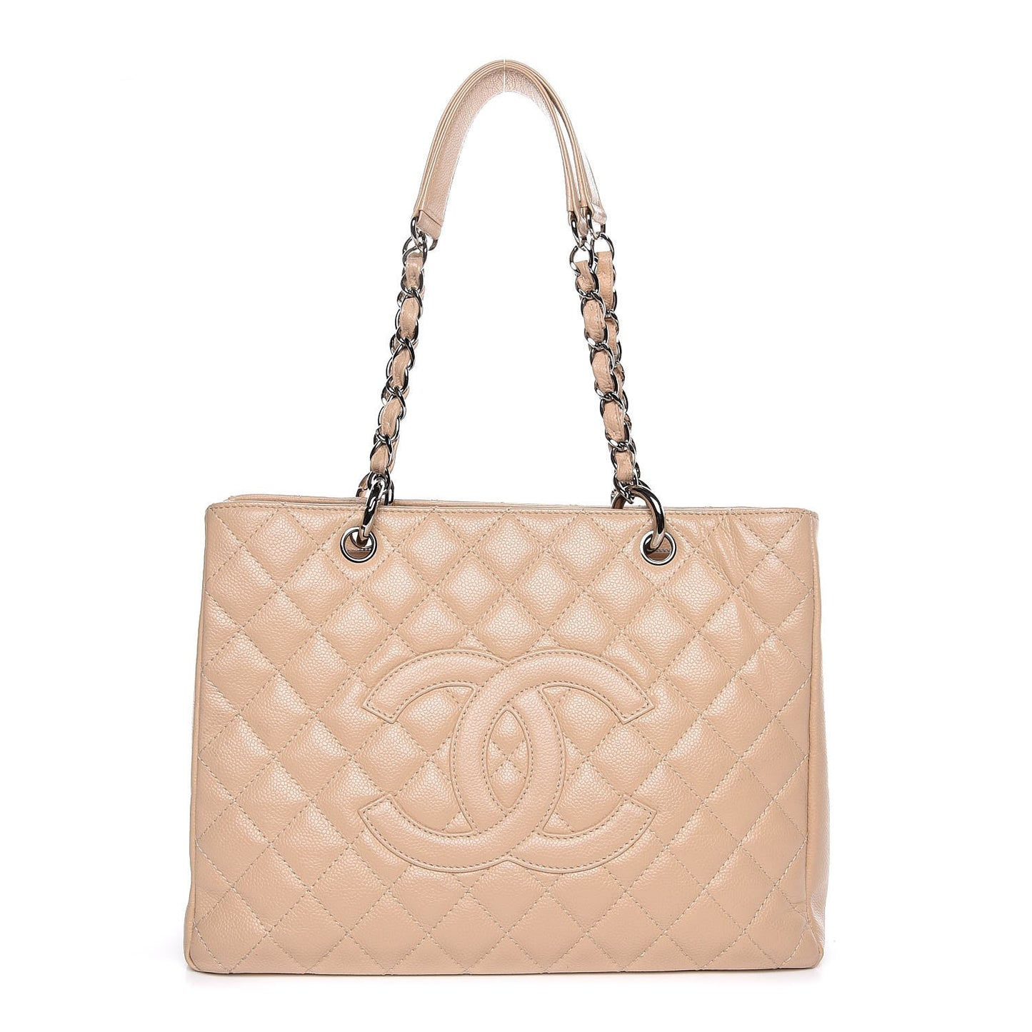 Caviar Quilted Grand Shopping Tote GST Beige