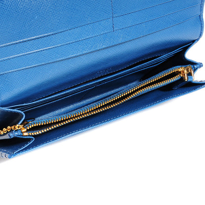 Prada Saffiano Metal Continental Flap Wallet Cobalto 7 of 10