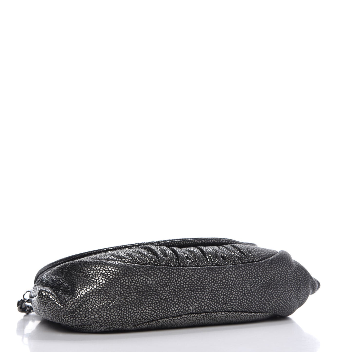 Metallic Caviar Half Moon Wallet On Chain WOC Dark Silver