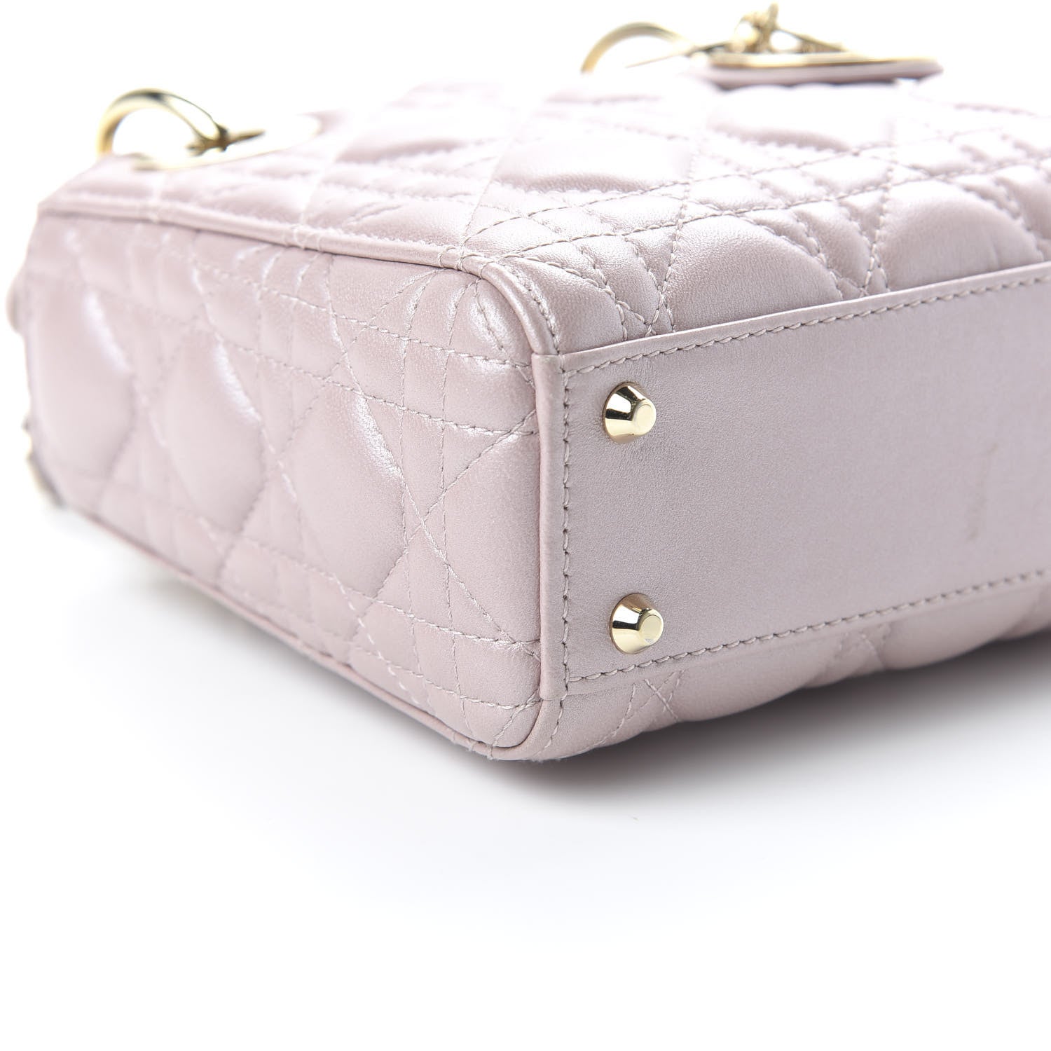 Christian Dior Metallic Lambskin Cannage Mini Lady Dior Lotus 6 of 9
