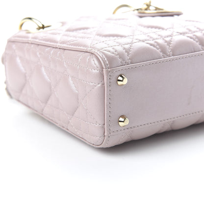 Christian Dior Metallic Lambskin Cannage Mini Lady Dior Lotus 6 of 9