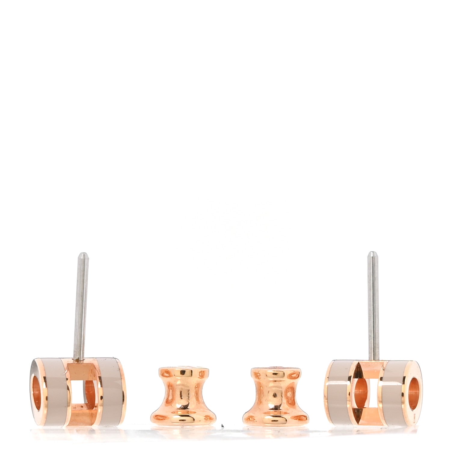 Hermes Rose Gold Lacquered Mini Pop H Earrings  Marron Glace 3 of 5