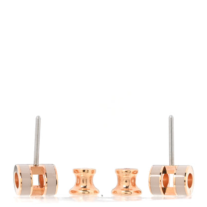 Hermes Rose Gold Lacquered Mini Pop H Earrings  Marron Glace 3 of 5