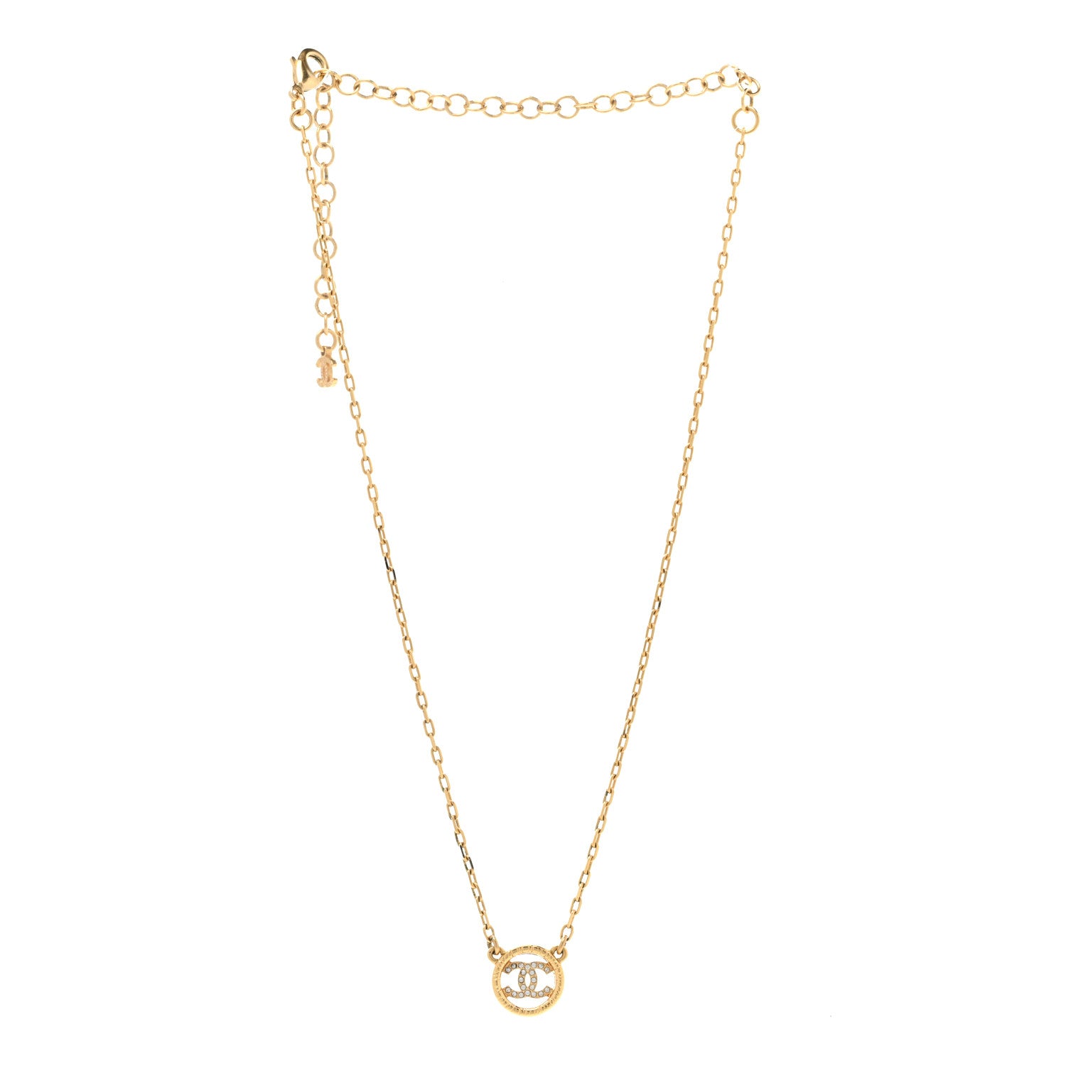 Chanel Pearl Crystal CC Pendant Necklace Gold 3 of 7