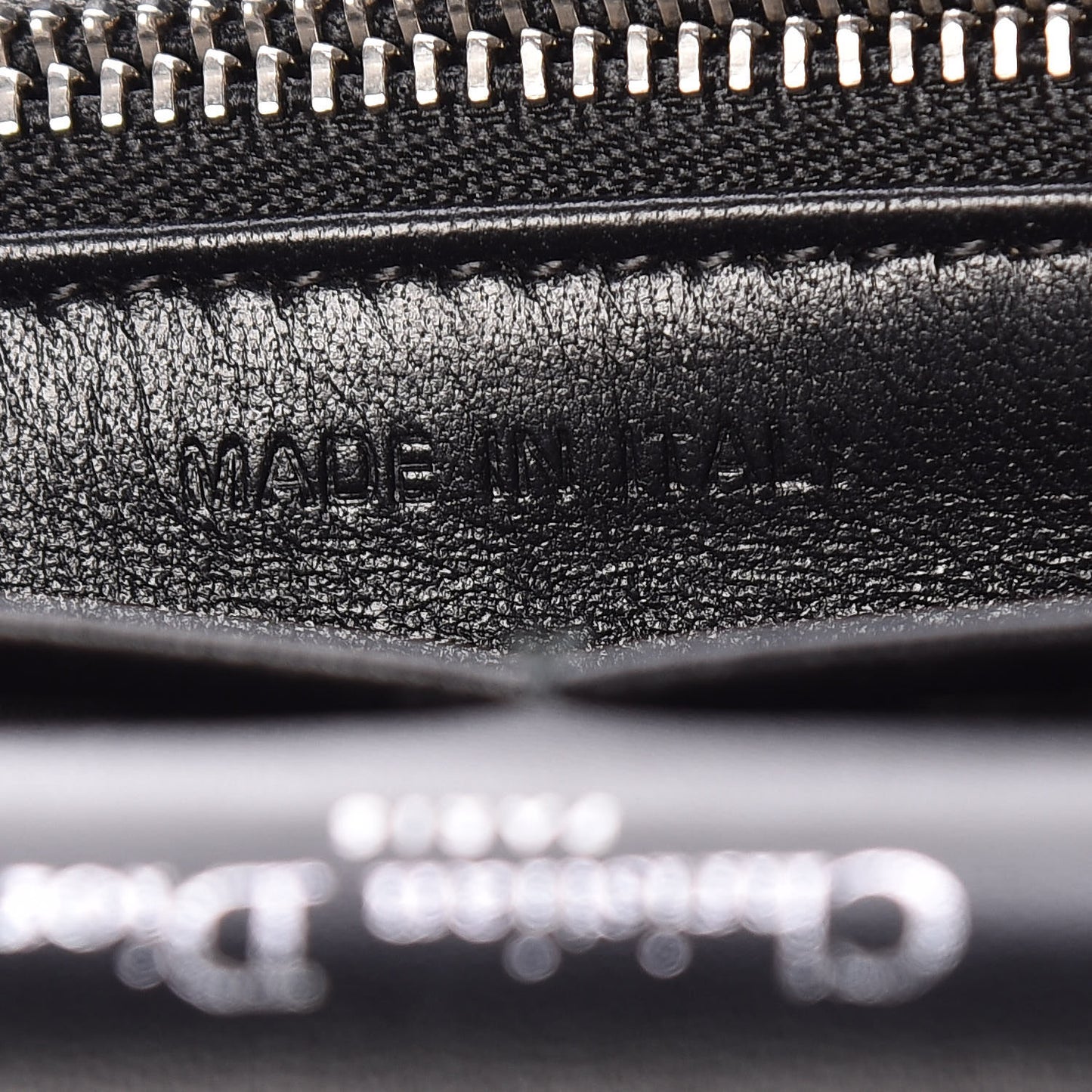 Grained Calfskin Diorama Wallet on Chain Pouch Black