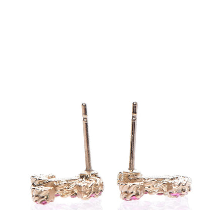 Chanel Crystal CC Earrings Gold Pink 4 of 6