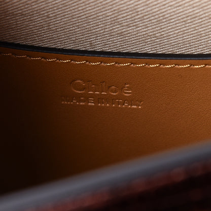 Chloe Calfskin Lizard Embossed Small Tess Bag Sepia Brown 6 of 8