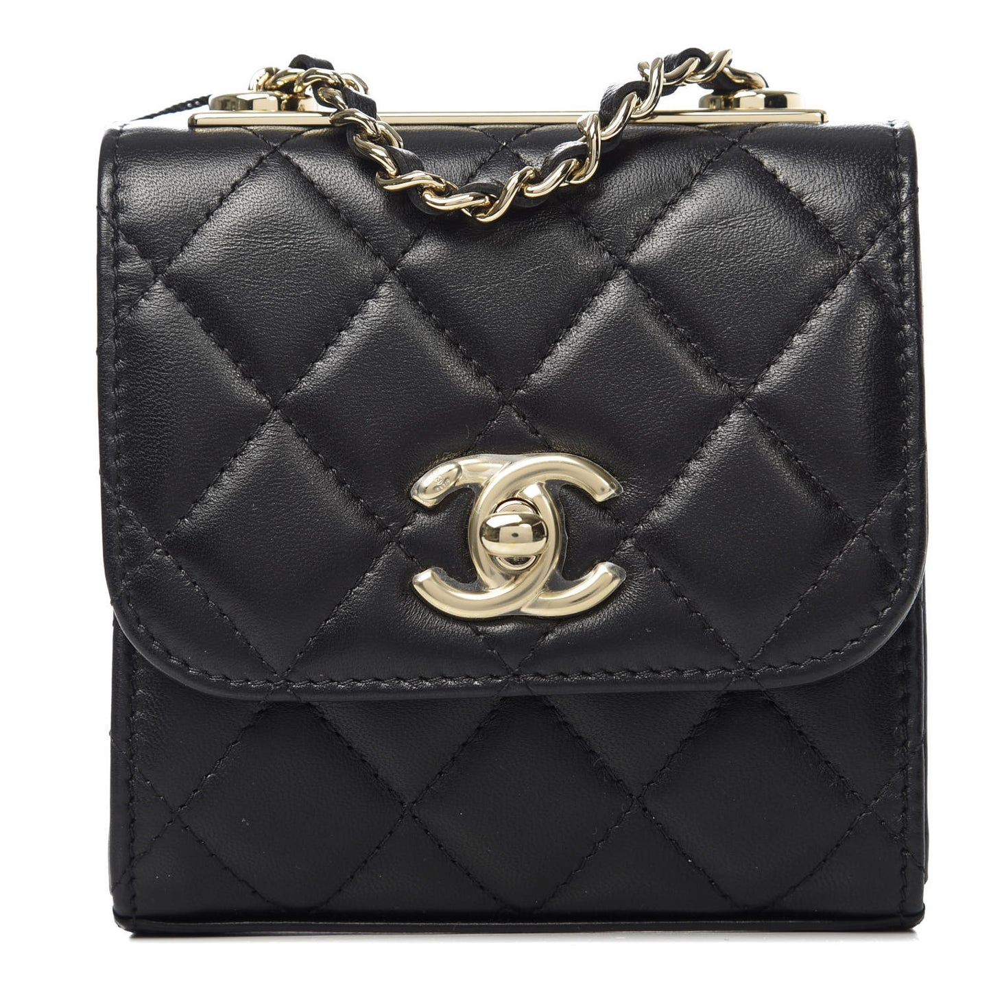 Lambskin Quilted Mini Trendy CC Chain Wallet Black