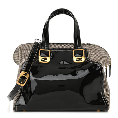 Fendi Patent Canvas Small Chameleon Tote Black 1 of 9