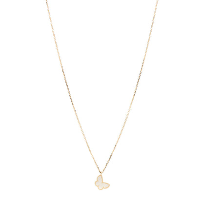 Van Cleef & Arpels 18K Yellow Gold Mother of Pearl Sweet Alhambra Butterfly Pendant Necklace 1 of 5