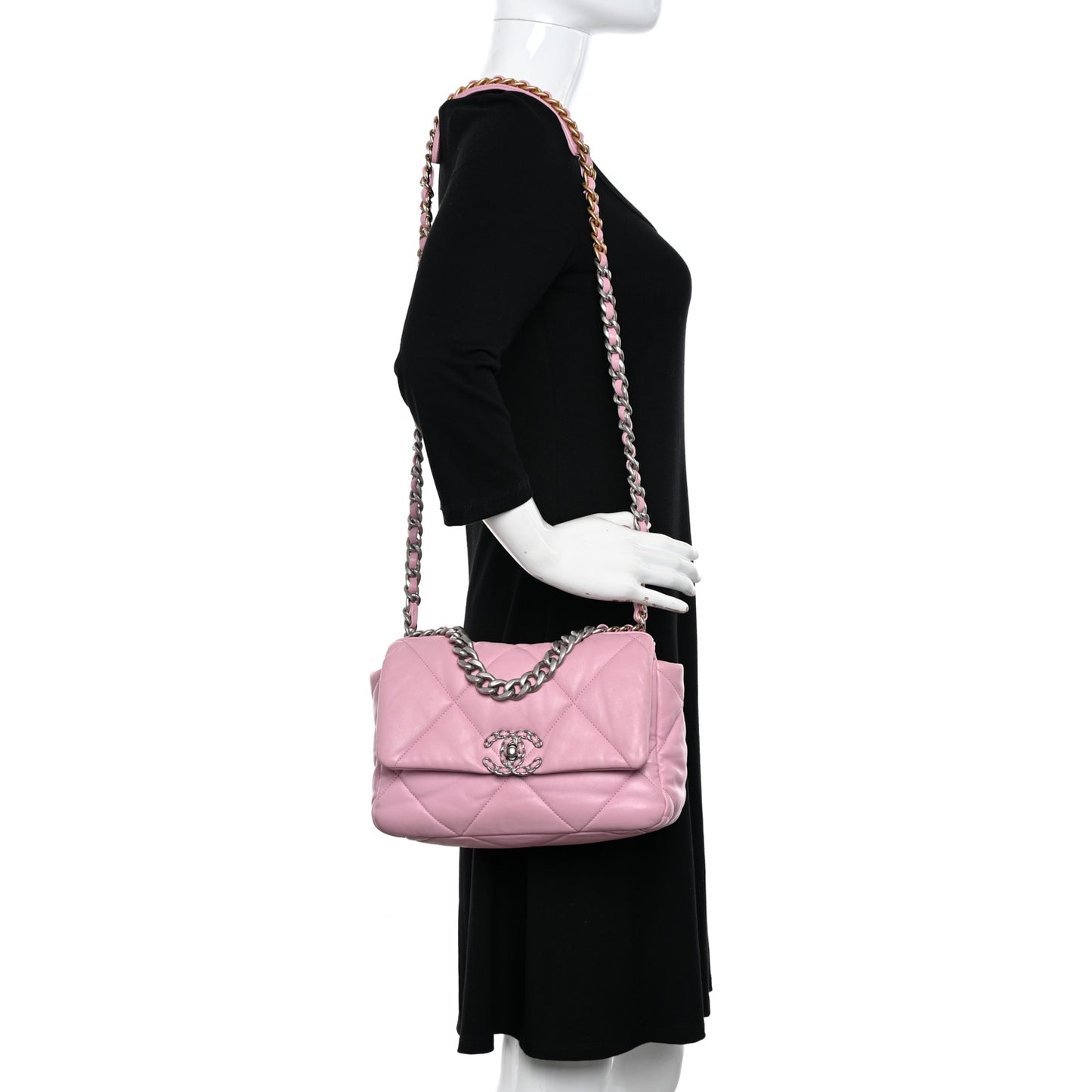 Lambskin Quilted Medium Chanel 19 Flap Pink