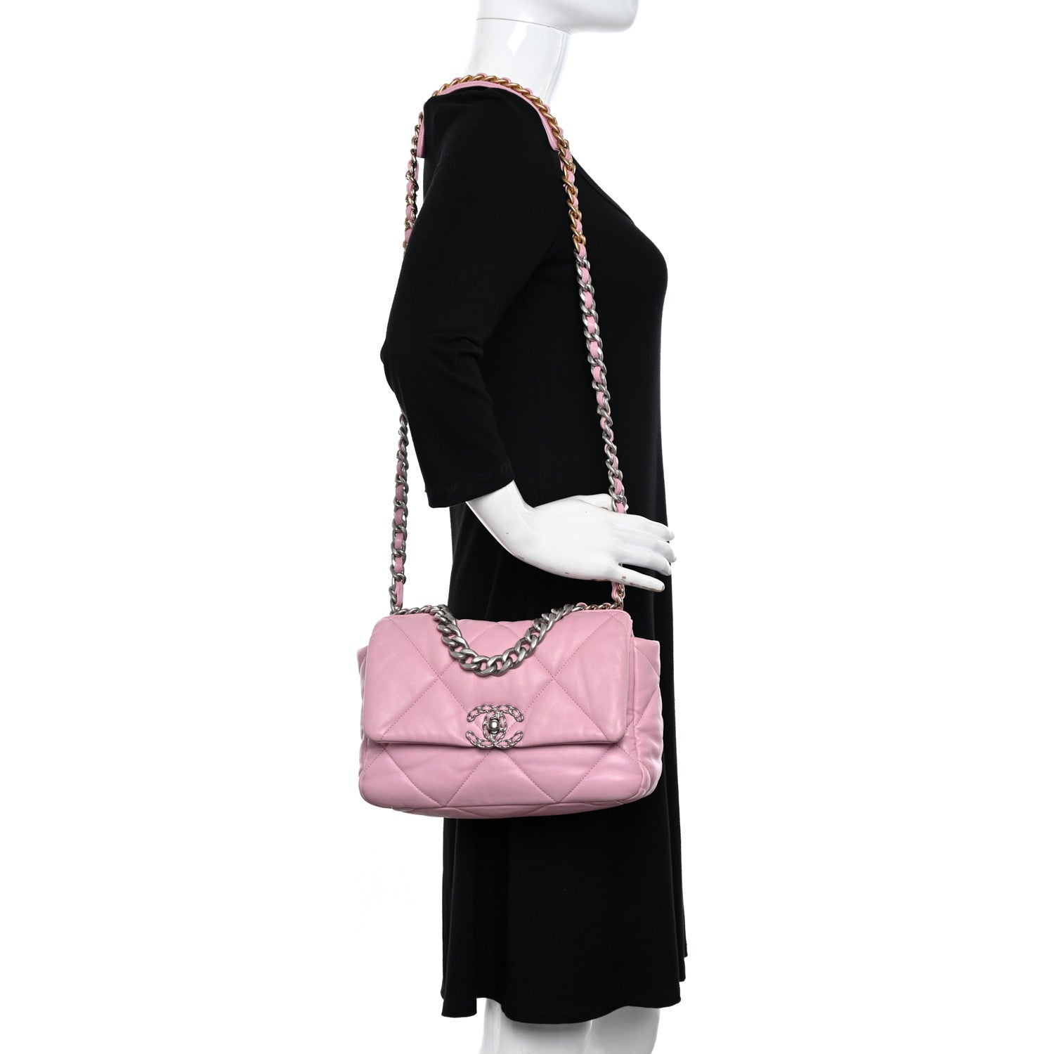 Chanel Lambskin Quilted Medium Chanel 19 Flap Pink 2 of 17