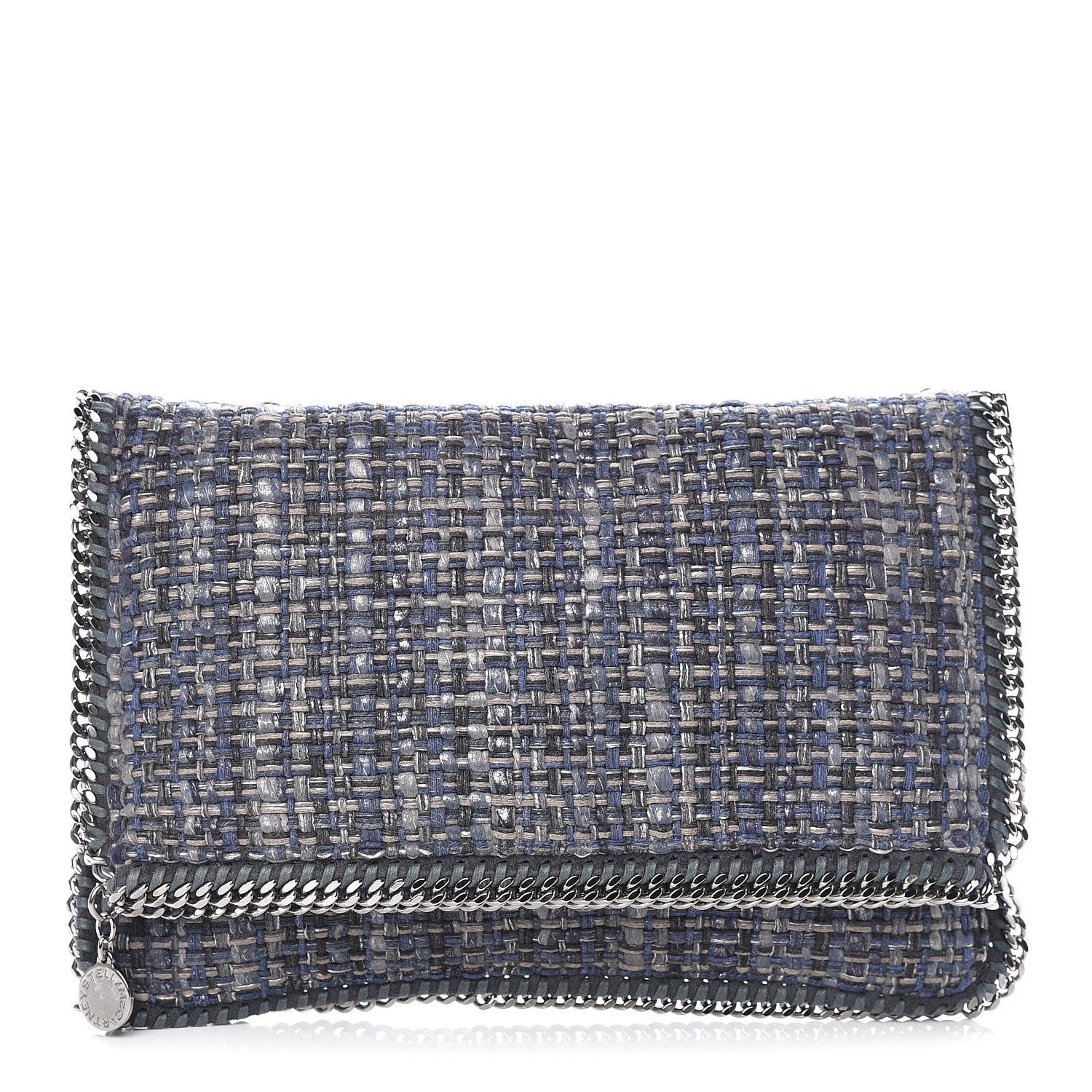 Stella McCartney Woven Boucle Fold Over Falabella Clutch Blue 1 of 11