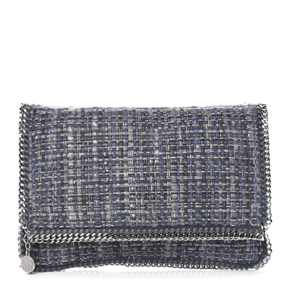 Stella McCartney Woven Boucle Fold Over Falabella Clutch Blue 1 of 11