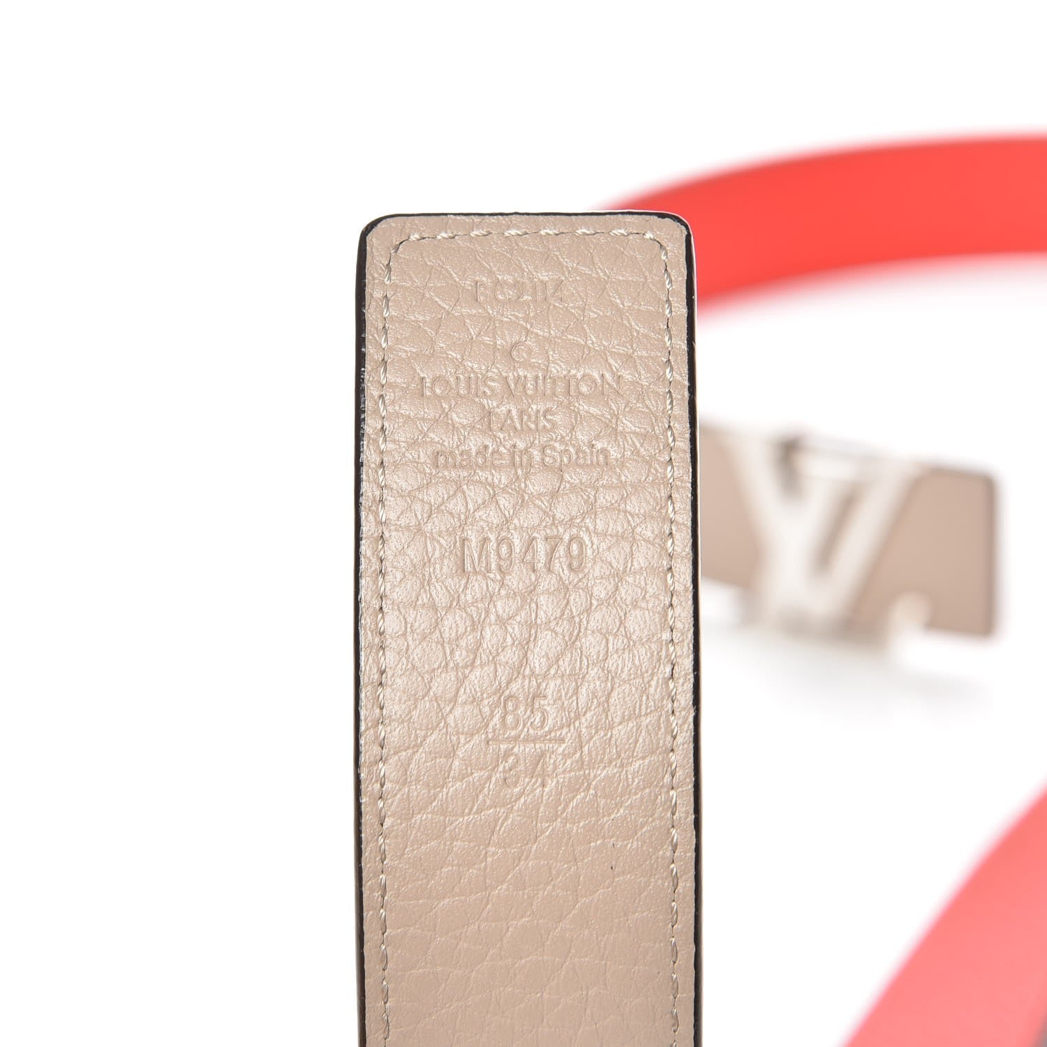 Louis Vuitton Taurillon Calfskin 30mm LV Initiales Belt 85 34 Galet Corail 7 of 7