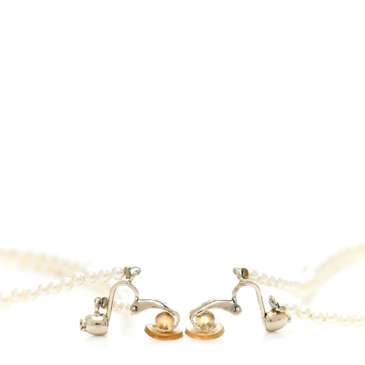 Chanel Pearl CC Drop Clip On Earrings White 3 of 4