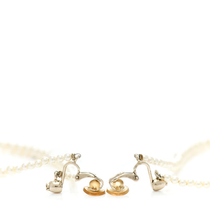 Chanel Pearl CC Drop Clip On Earrings White 3 of 4