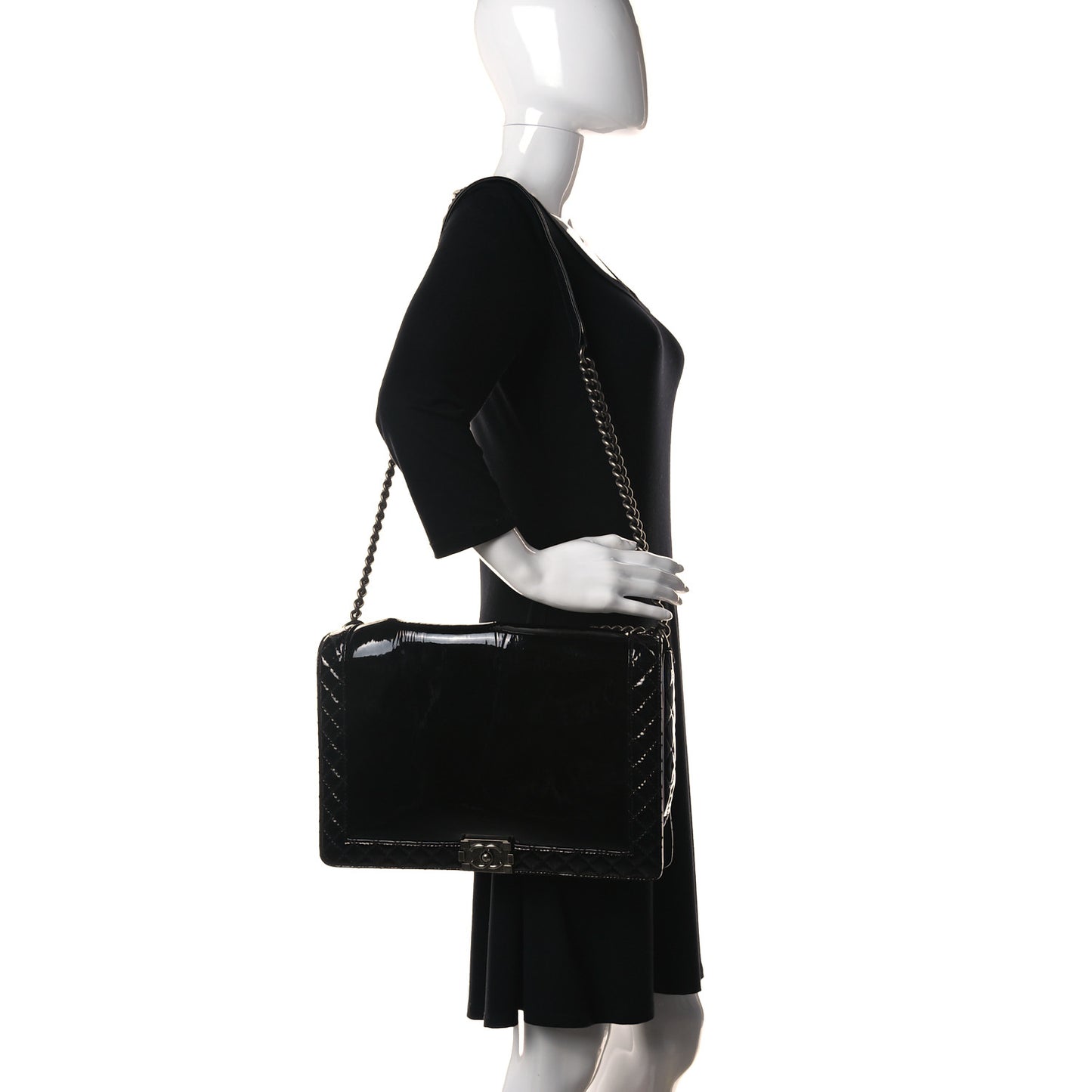 Patent Large Boy Reverso Flap Black