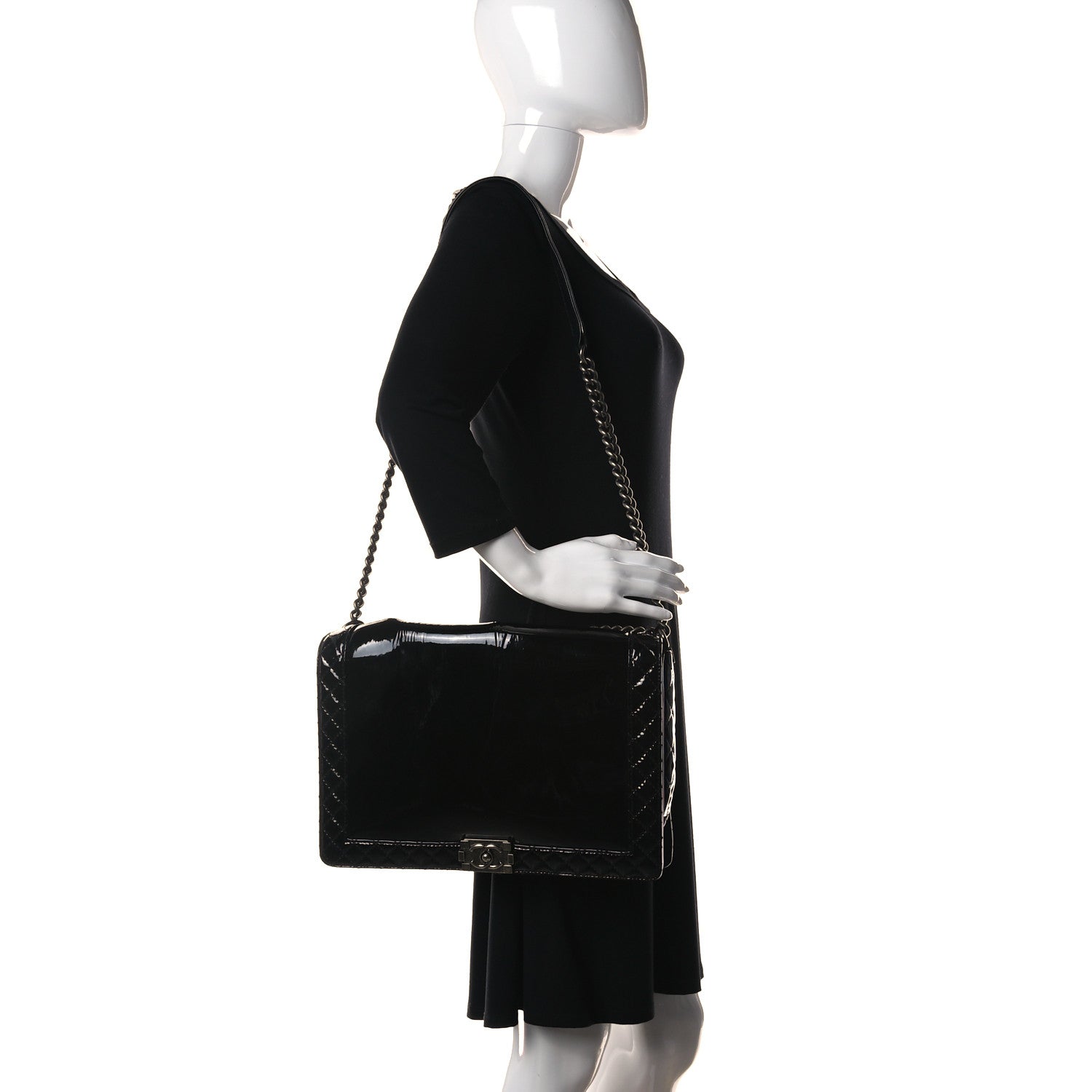 Chanel Patent Large Boy Reverso Flap Black 2 of 10