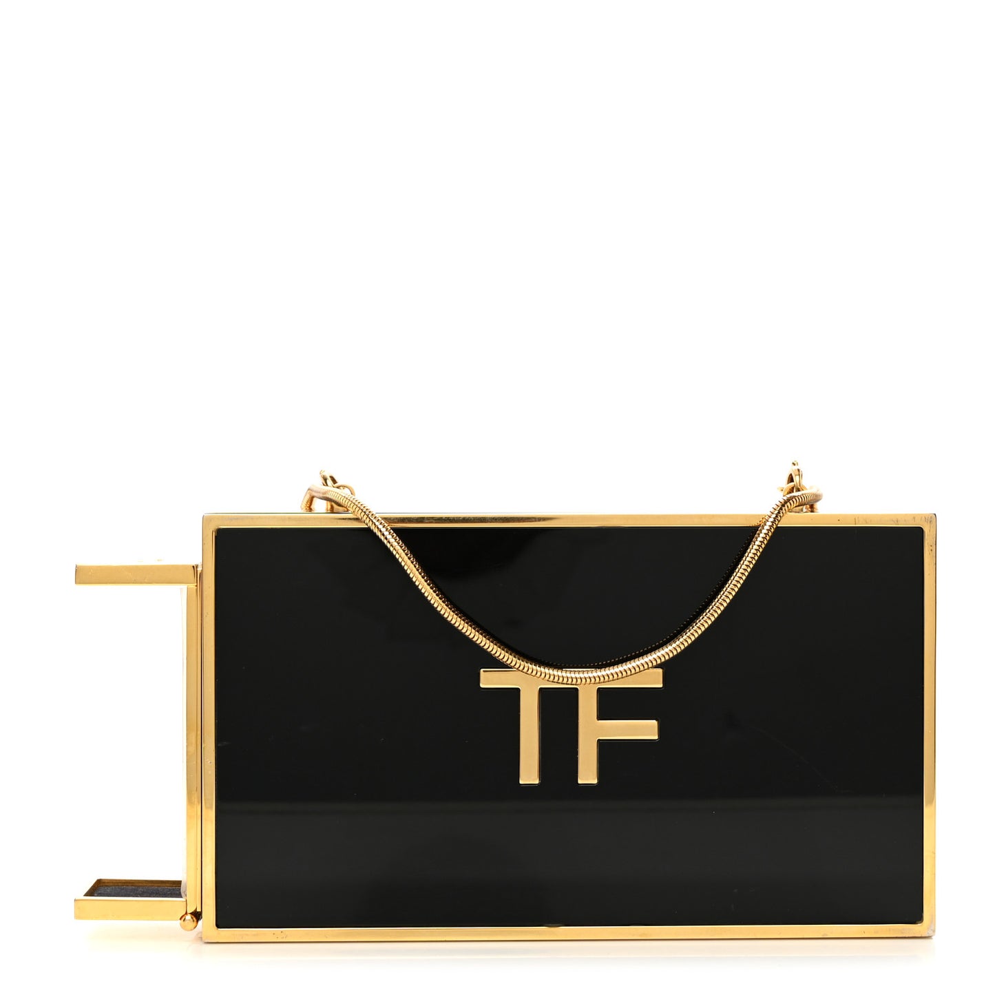 TOM FORD Plexiglass Lipstick Minaudiere Clutch Black Gold